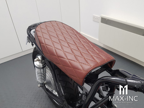 Brown Diamond Stitch Universal Scrambler Motorcycle Seat