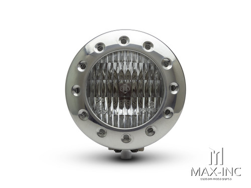 5" Polished Alloy Drilled Bezel Vintage Style Headlight - 12v / 35w