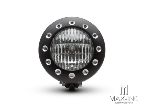 5" Matte Black Alloy Drilled Bezel Vintage Style Headlight - 12v / 35w