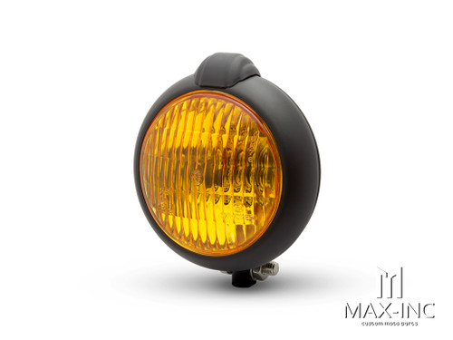 5" Matte Black Metal Vintage Style Headlight - Yellow Lens