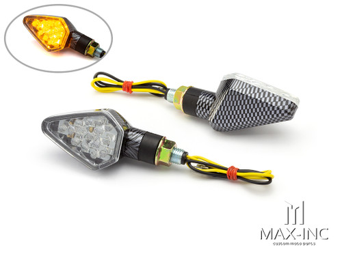 Carbon Pattern Mini LED Turn Signals / Indicators - Emarked