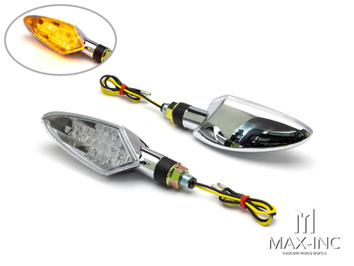 Chrome Full Size Spear Head LED Turn Signals / Indicators - Emarked