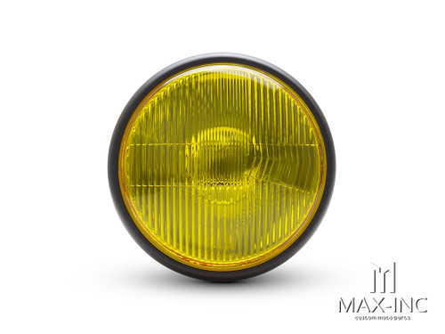 7.7" Matte Black Universal Metal Classic Yellow Lens Headlight