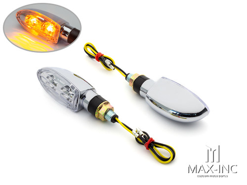 Chrome Super Bright Dual LED Turn Signals / Indicators - Emarked