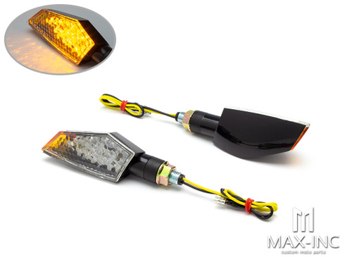 Black Orange Tip LED Turn Signals / Indicators - Emarked