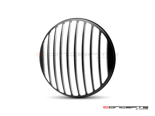 Classic Vent Design 7" Black + Contrast Cut CNC Aluminum Headlight Guard Cover