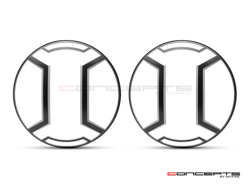 Armour Design 7" Black + Contrast Cut CNC Aluminum Headlight Guard Covers - Pair