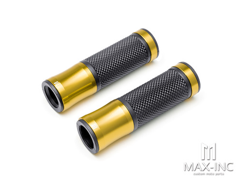 Retro Gold Anodized CNC Machined Aluminum / Rubber Hand Grips - 7/8" (22mm)