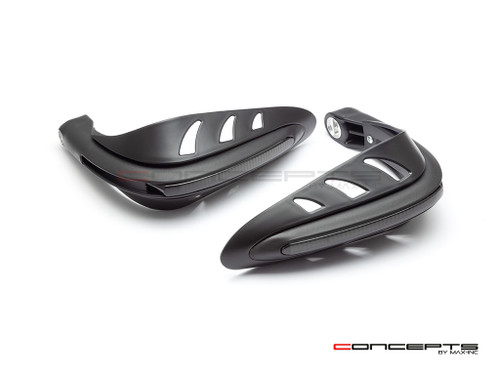 Black Universal LED Handguards with Integrated Daytime Running Lights + Turn Signals - Ice Blue / Amber