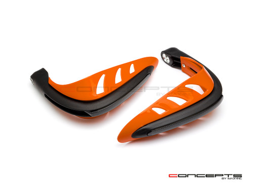 Orange Universal LED Handguards with Integrated Daytime Running Lights + Turn Signals - Cool White / Amber