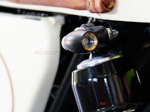 MAX LADZ Black + Brass CNC Machined Alum Mini Rear LED Indicators / Turn Signals + Running Lights - Red