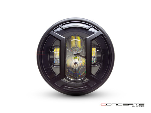 7.7" Matte Black Multi Projector LED Headlight + Armour Cover