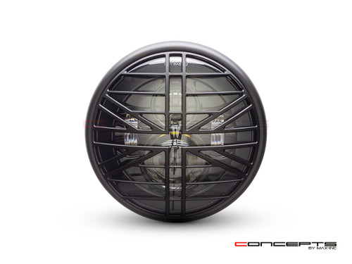 7.7" Matte Black Multi Projector LED Headlight + Union Jack Cover