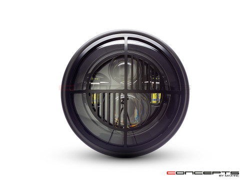 7.7" Matte Black Multi Projector LED Headlight + Beemer Grill Cover