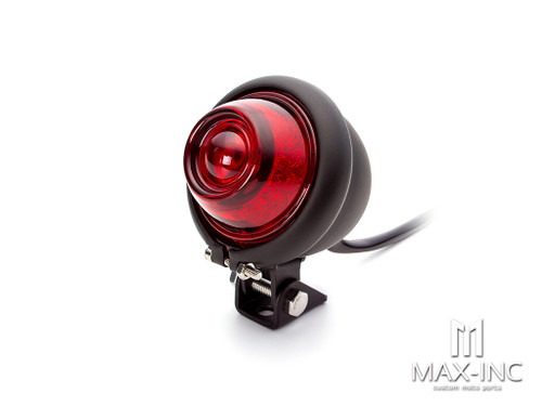 Matte Black Mini Bates Style LED Stop / Tail Light - Red Lens