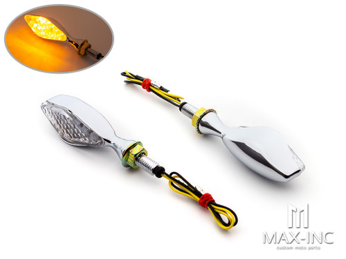 Chrome Mini Gator Alloy LED Turn Signals / Indicators - Emarked
