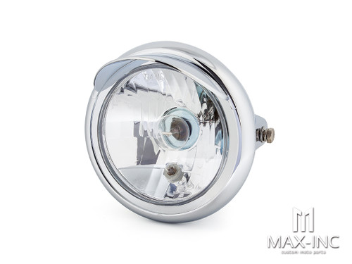 6.75" Chrome Universal Headlight + Visor - Emarked