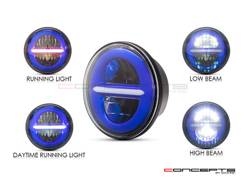 5.75" Blue Classic / Modern LED Headlight Insert
