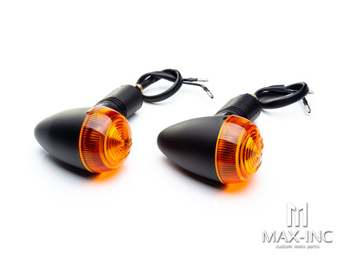 Black Universal Classic Bullet Turn Signals / Indicators - Emarked