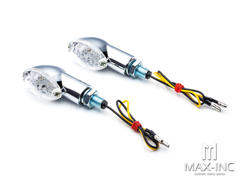 Chrome Mini Cat Eye LED Turn Signals / Indicators - Emarked