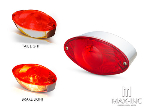 Universal Custom Chrome Oval Stop / Tail Light - Bulb Type