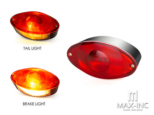 Universal Custom Black Oval Stop / Tail Light - Bulb Type