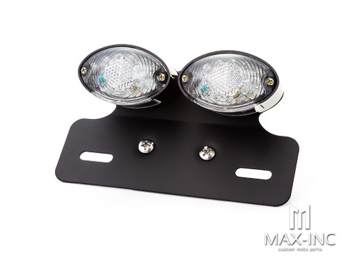 Universal Double Cat Eye Black LED Stop / Tail Light - Clear Lens