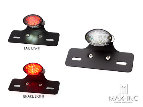 Universal Cat Eye Black LED Stop / Tail Light - Clear Lens