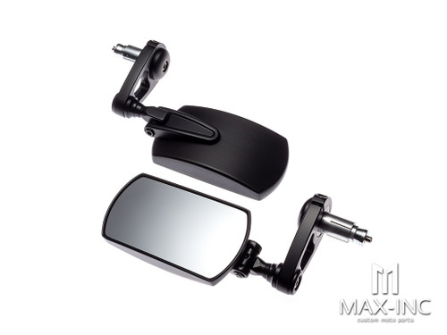 Black Alloy Universal F1 Adjustable Bar End Mirrors - Fits 7/8"(22mm) Bars & Renthal Bars