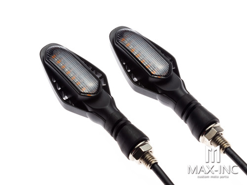 Black Cobra Integrated LED Sequential Turn Signals + Daytime Running Lights