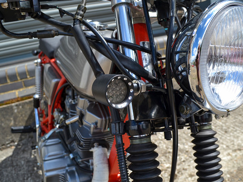 Black Bobber Alloy Integrated LED Daytime Running Lights + Turn Signals