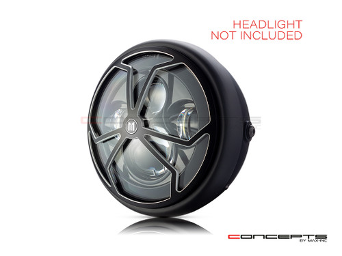 7" J-Rob Grille Design Black + Contrast CNC Aluminum Headlight Guard Cover