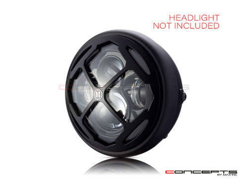 7" Rukis Grille Design Black CNC Aluminum Headlight Guard Cover