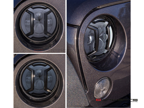 JK Jeep Wrangler Daymaker LED Headlights + Armour Grille Cover Set