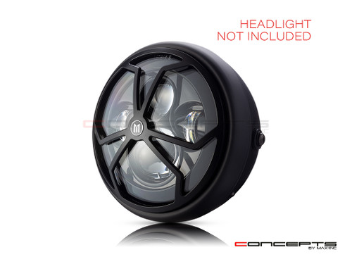 7" J-Rob Grille Design Black CNC Aluminum Headlight Guard Cover