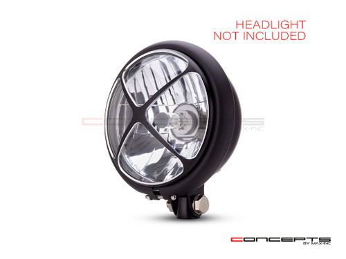 5.75" Cross Design Black / Contrast CNC Aluminum Headlight Guard Cover