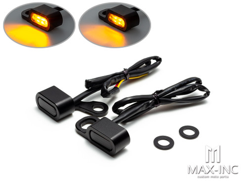 BLACK SMOKED Motorcycle  Amber LED Mini Turn Signal Indicator Running Light Lamp 