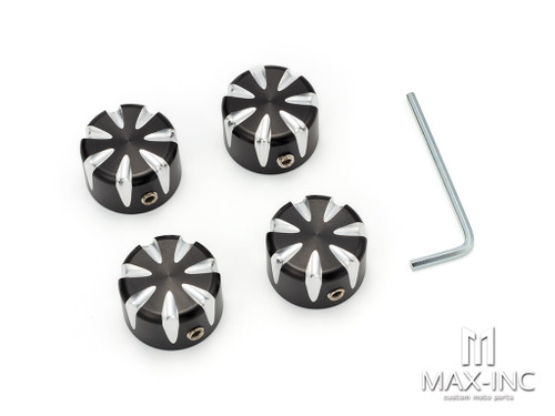 Black Cut Motorcycle Front Axle Nut Covers Caps Aluminum Black/Chrome For Harley Sportster Touring Softail Dyna VRSC Fat Bob Wide Glide