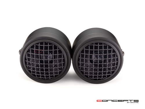 MATTE BLACK DICTATOR TWIN LED PROJECTOR HEADLIGHT with Grill