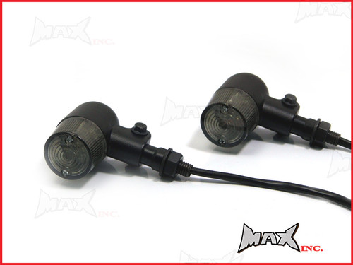 Matte Black Aluminium Classic Barrel LED Turn Signals / Indicators - Smoked Lense