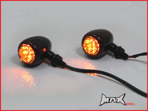 Black Alloy Classic LED Turn Signals / Indicators - Smoked Lense