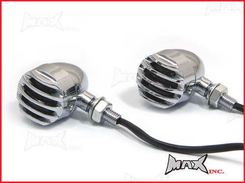 Chrome Aluminium Prison Bar LED Turn Signals / Indicators - Smoked Lense