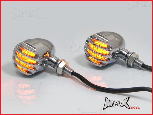 Chrome Aluminium Prison Bar LED Turn Signals / Indicators - Smoked Lense