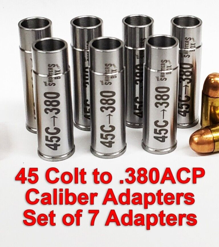 45 COLT to 380 ACP Caliber Adapter - Chamber Reducer - Stainless Set of 7