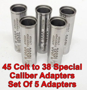 45 COLT to 38 Special Caliber Adapter - Chamber Reducer - Stainless Set of 5