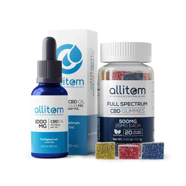  allitom Full Spectrum CBD Oil & Gummy Bundle Package 