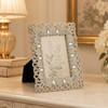 Sixtrees Diana Antique Vintage and Shabby Chic Style ornate silver metal 2.5 x 3.5 inch photo frame with beads and crystals.