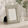 Sixtrees Diana Antique Vintage and Shabby Chic Style ornate silver metal 2.5 x 3.5 inch photo frame with beads and crystals.