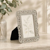 Sixtrees Louisa Antique Vintage and Shabby Chic Style silver metal 2.5 x 3.5 inch photo frame with beads and crystals