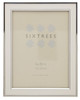 Sixtrees Abbey White 2-103-68 Polished Silver photo frame with lacquered gloss white metal insert for an 8 x 6 inch photo.